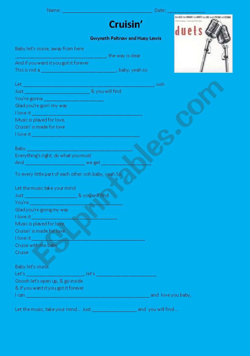 Cruisin worksheet