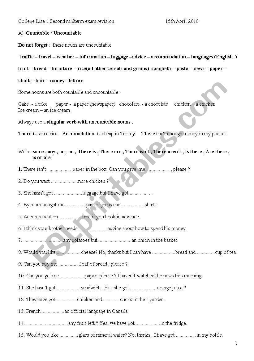 mixed grammar worksheet