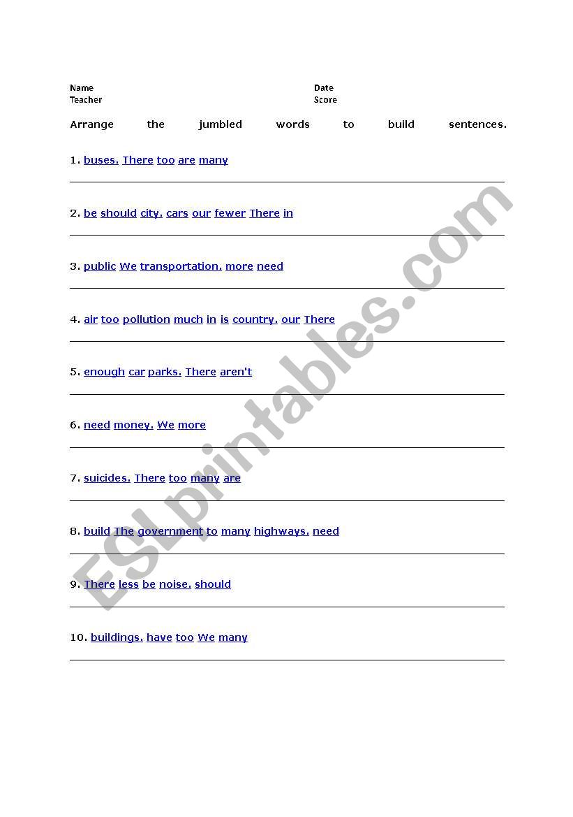 adverbs of qauntity worksheet