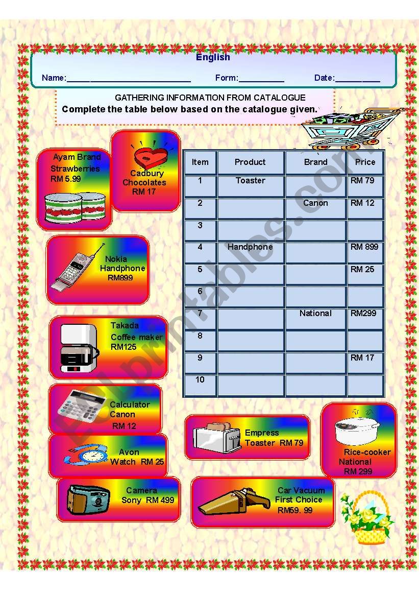 Gathering Information from catalogues