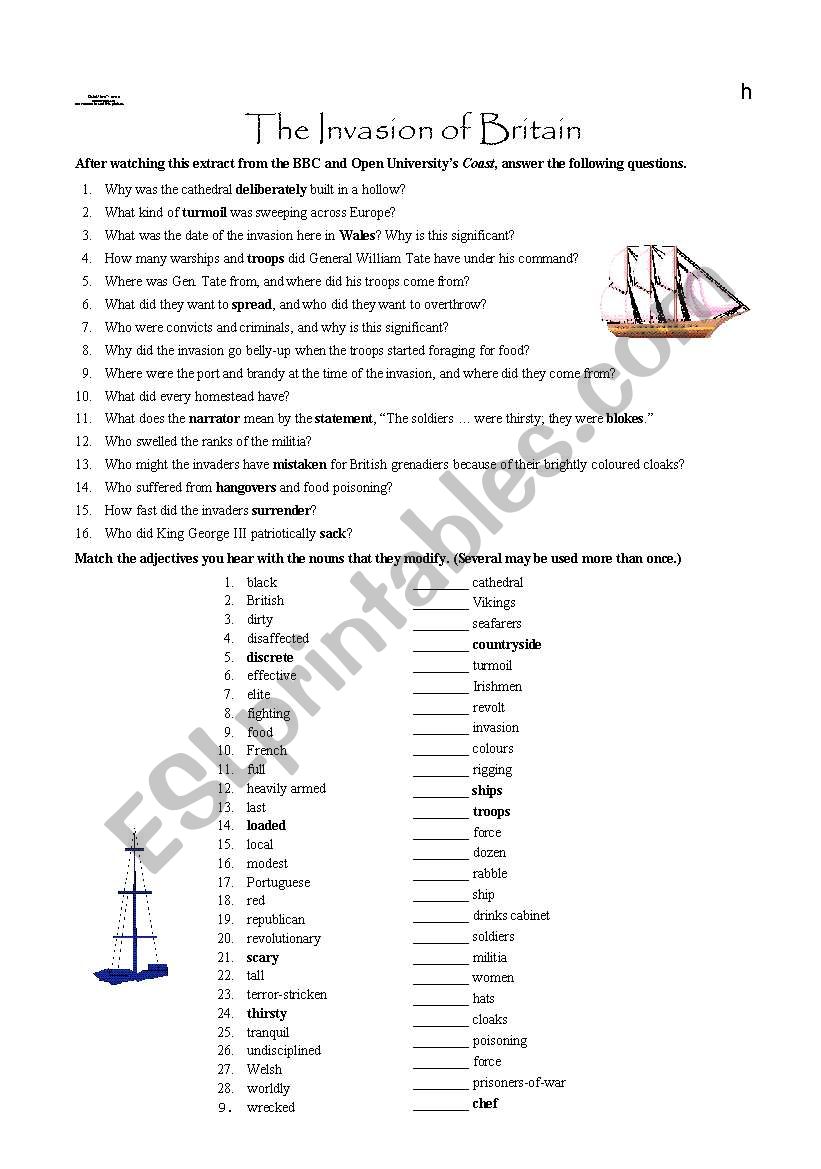 Invasion of Britain worksheet