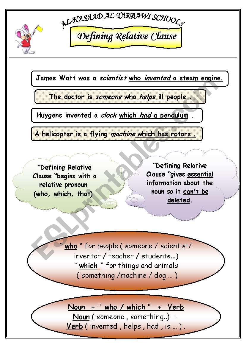 Relative clause1/2 worksheet