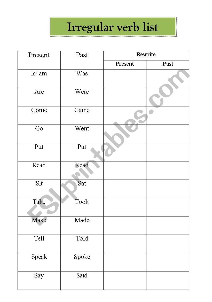 To practice irregular verbs form of past simple