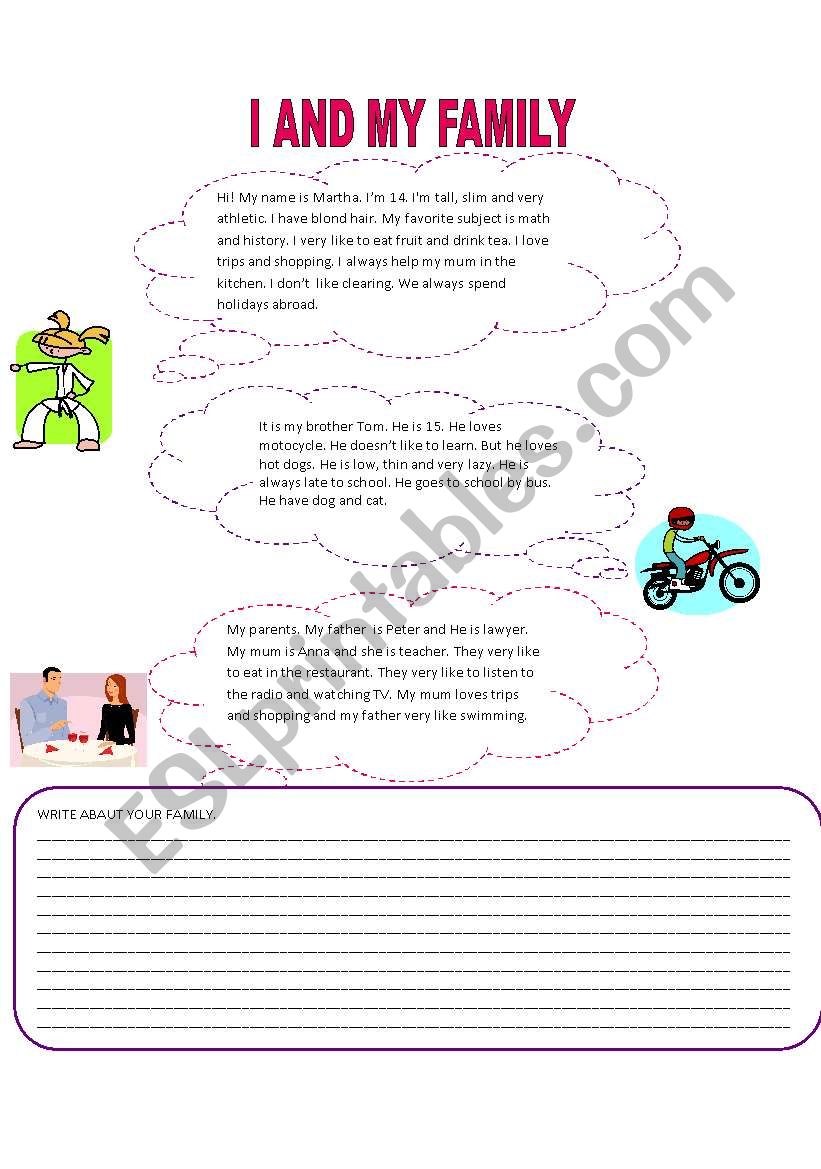 I AND MY FAMILY worksheet