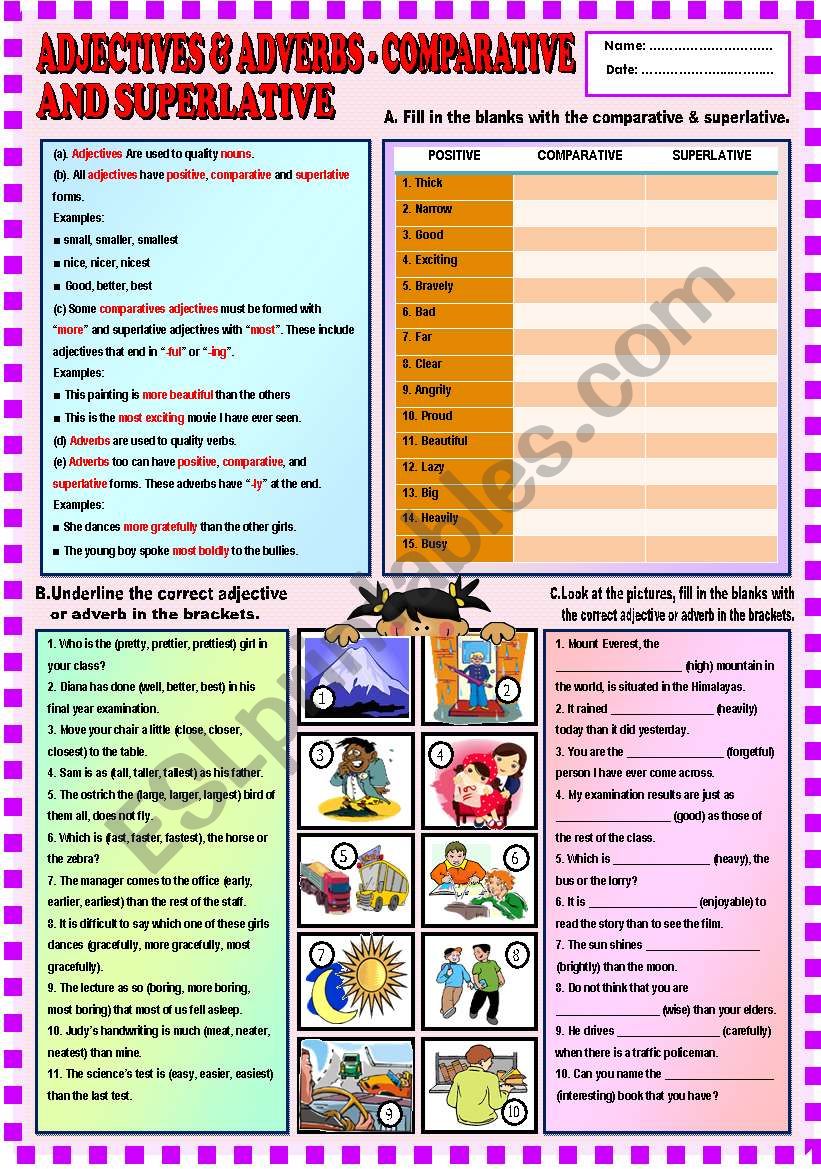 Adjectives & adverbs - comparative & superlative