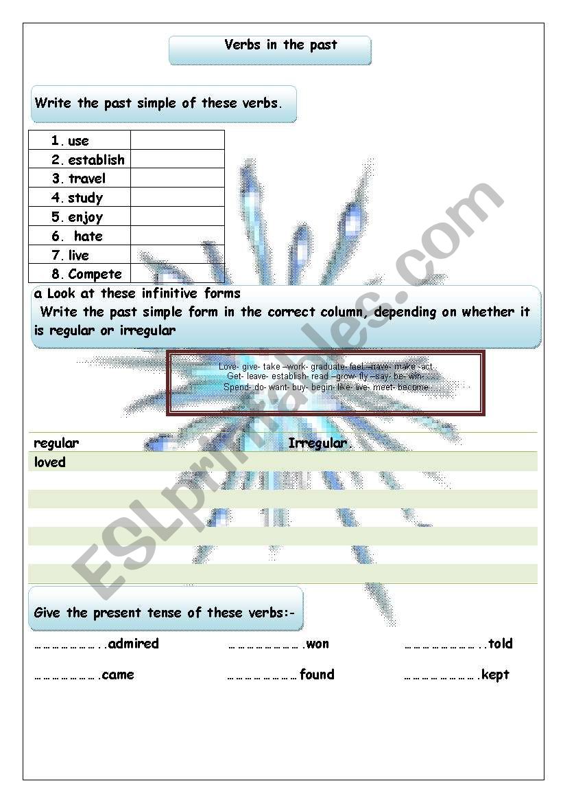 Verbs in the past ‎ worksheet