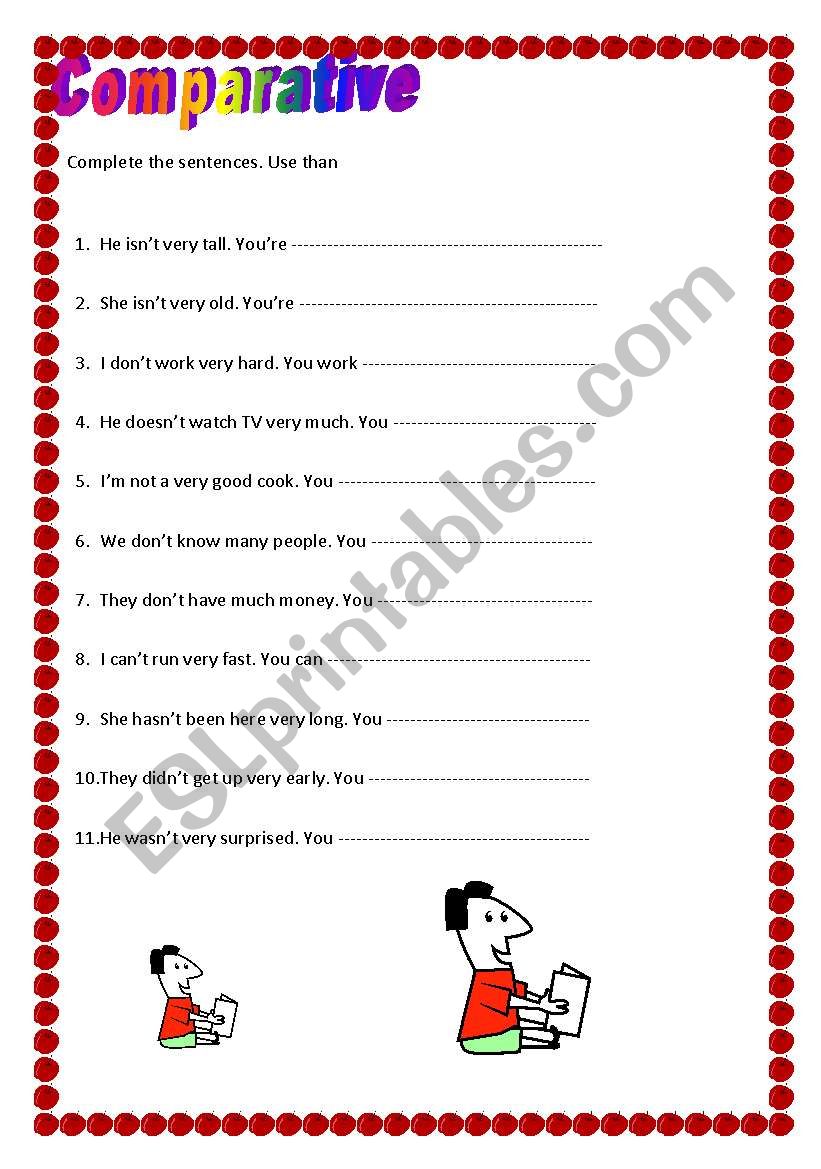 Using Comparatives worksheet