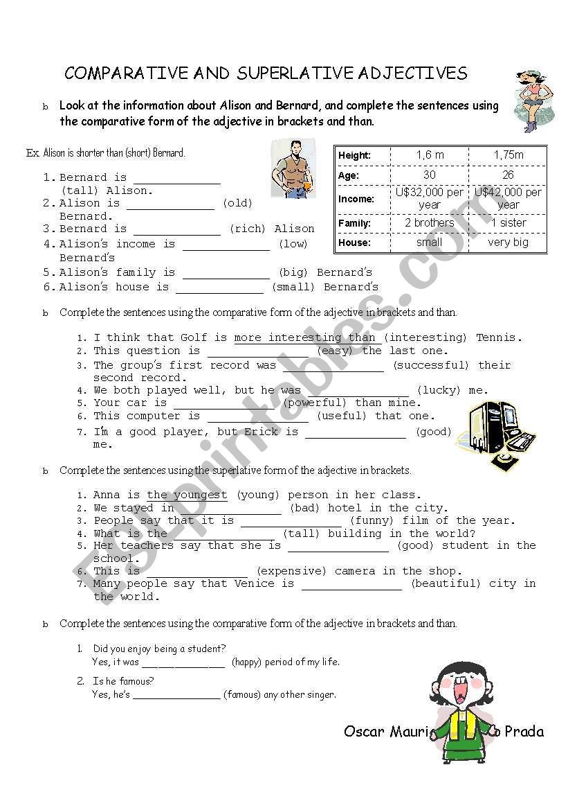 comparatives and superlatives worksheet