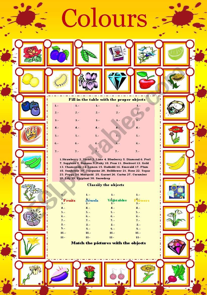 Colours worksheet