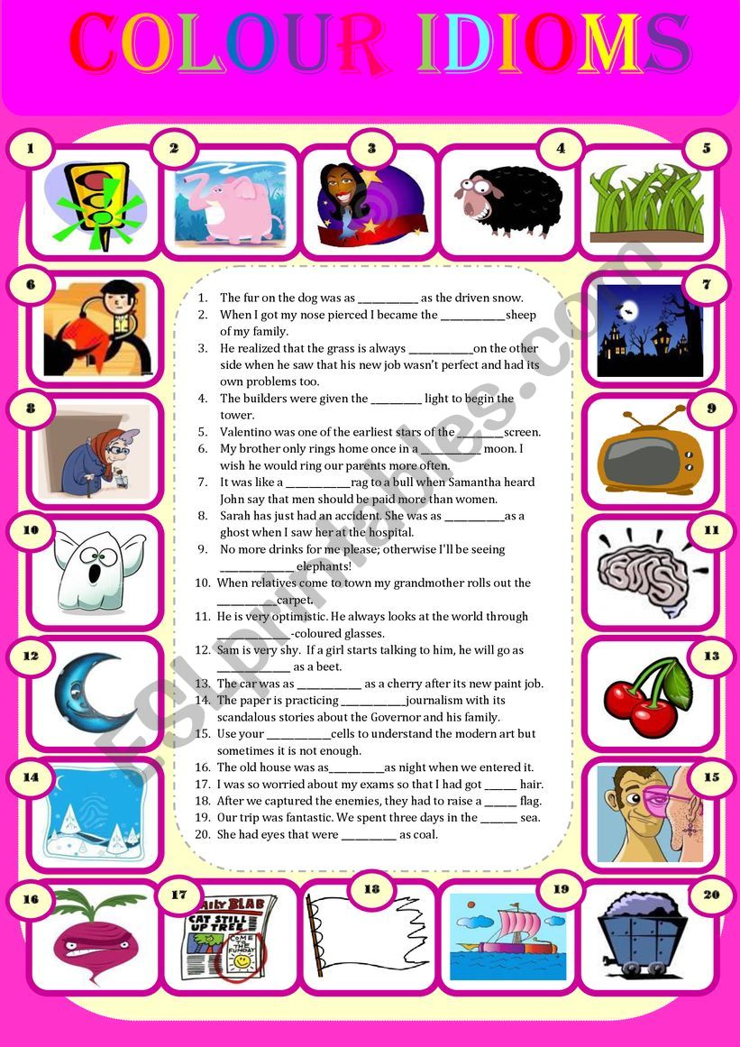 Colour Idioms worksheet