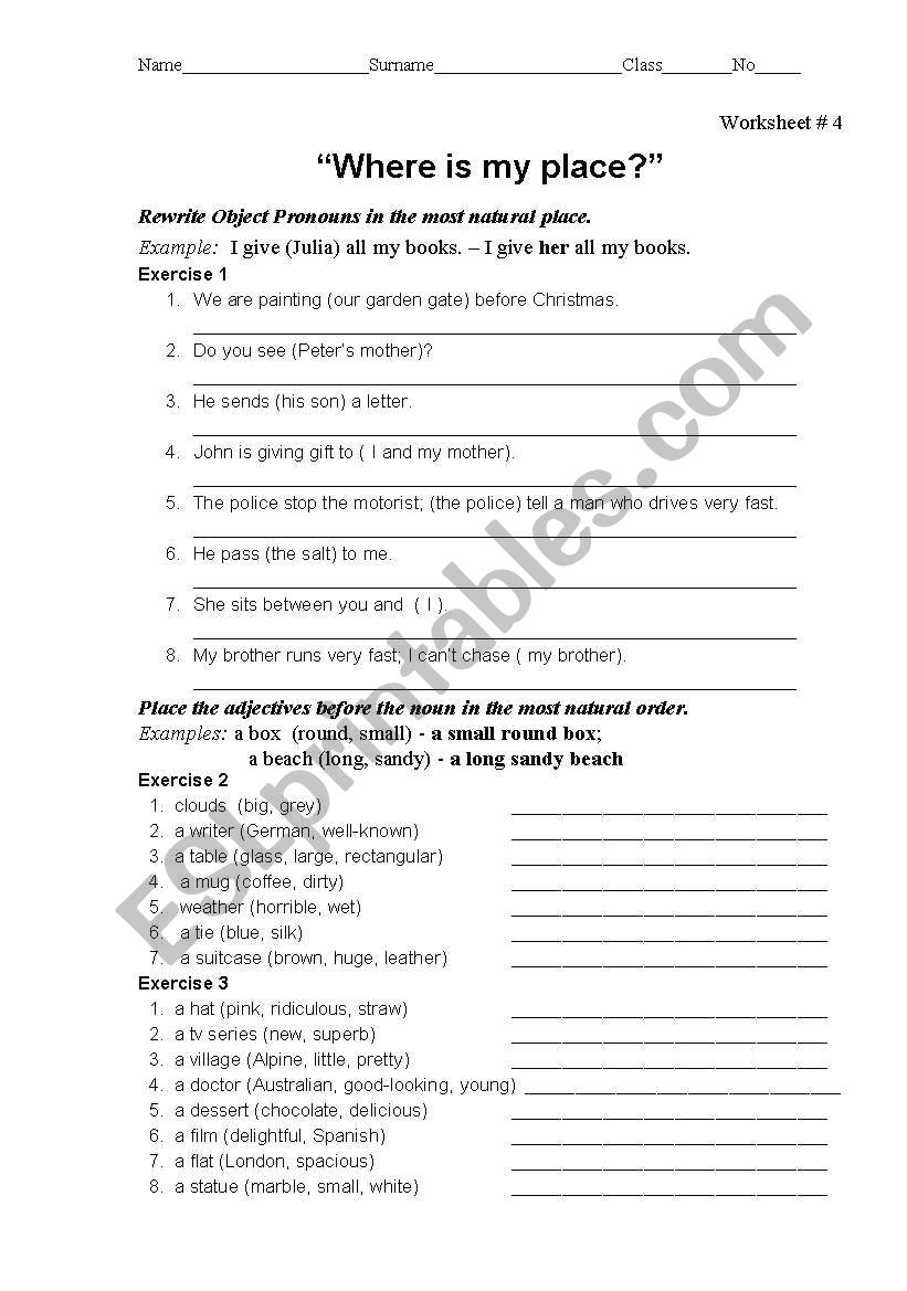 pronouns worksheet