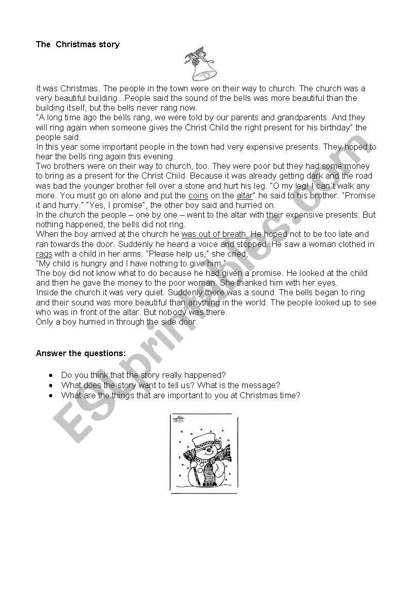 The Christmas Story worksheet