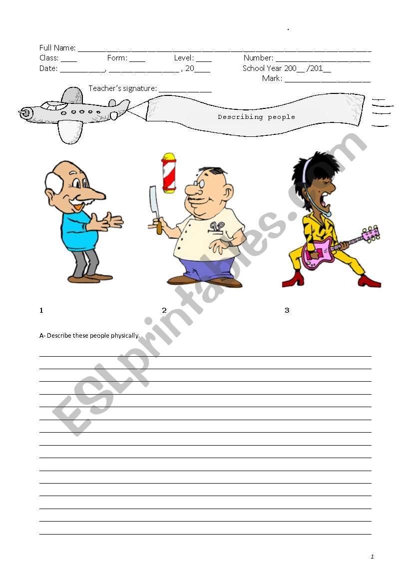 Physical description II worksheet