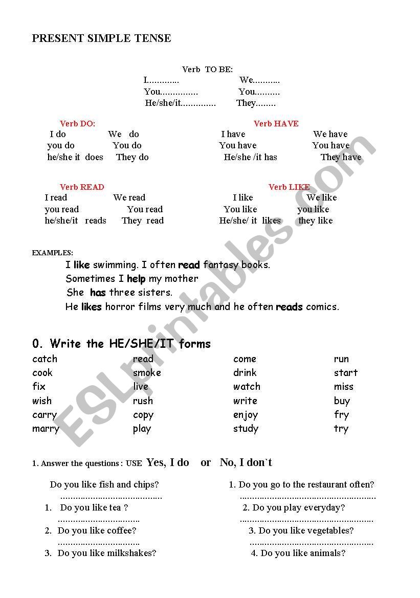 Present Simple worksheet