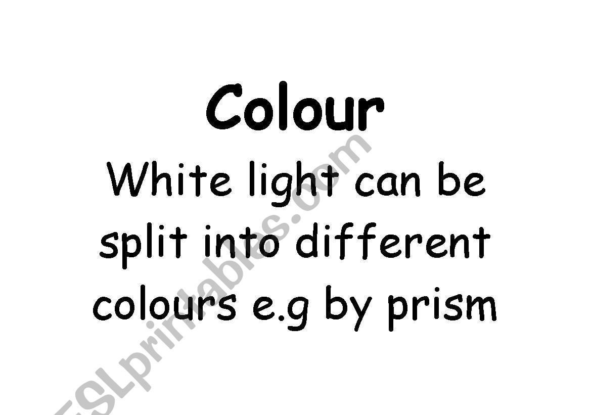 Science: Light worksheet