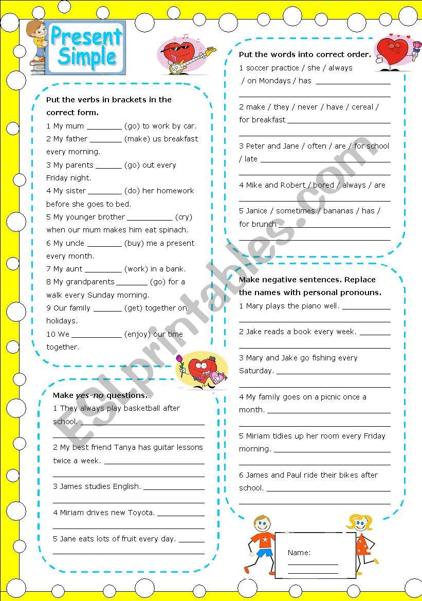 present simple (with key) worksheet