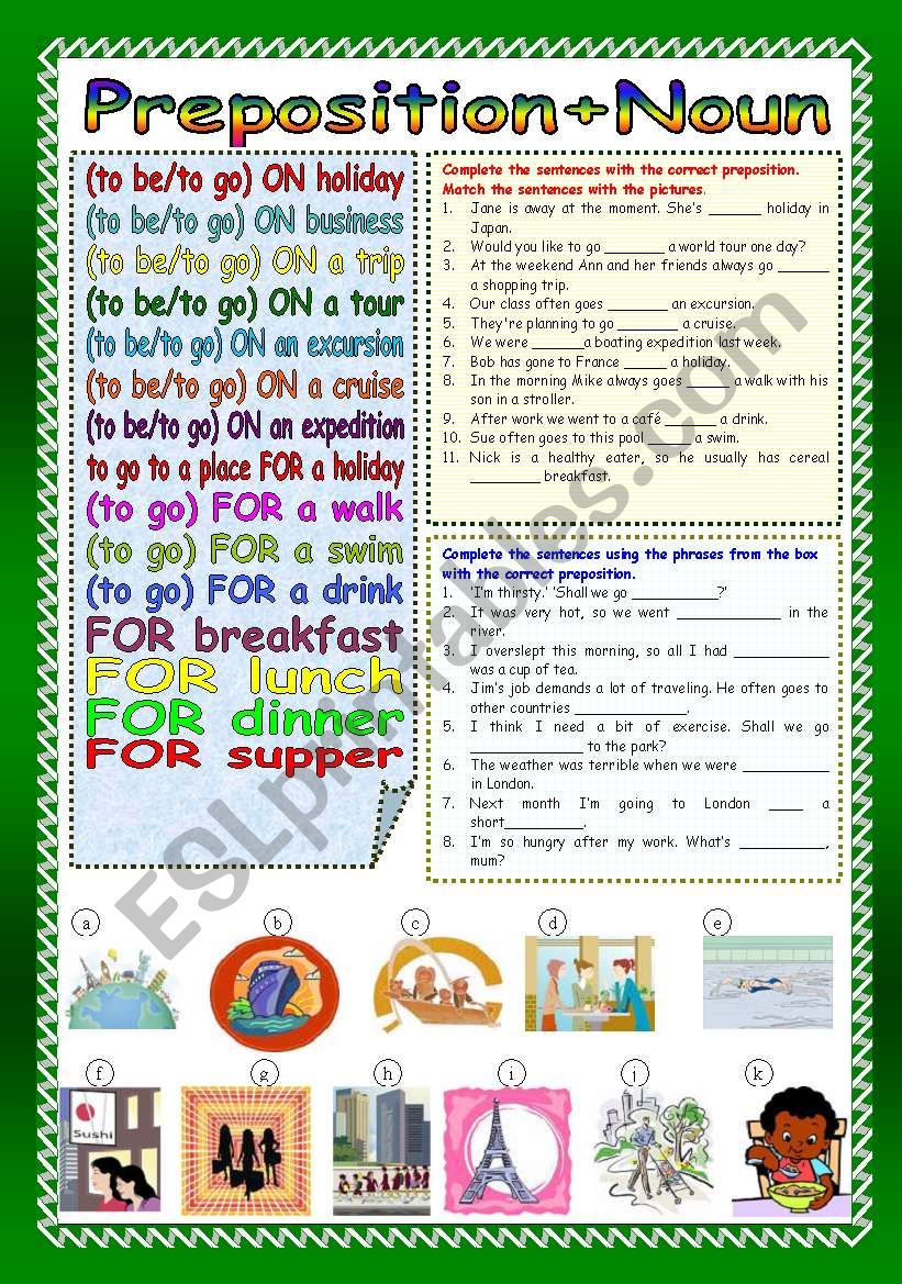 Preposition+Noun (Part 2) worksheet