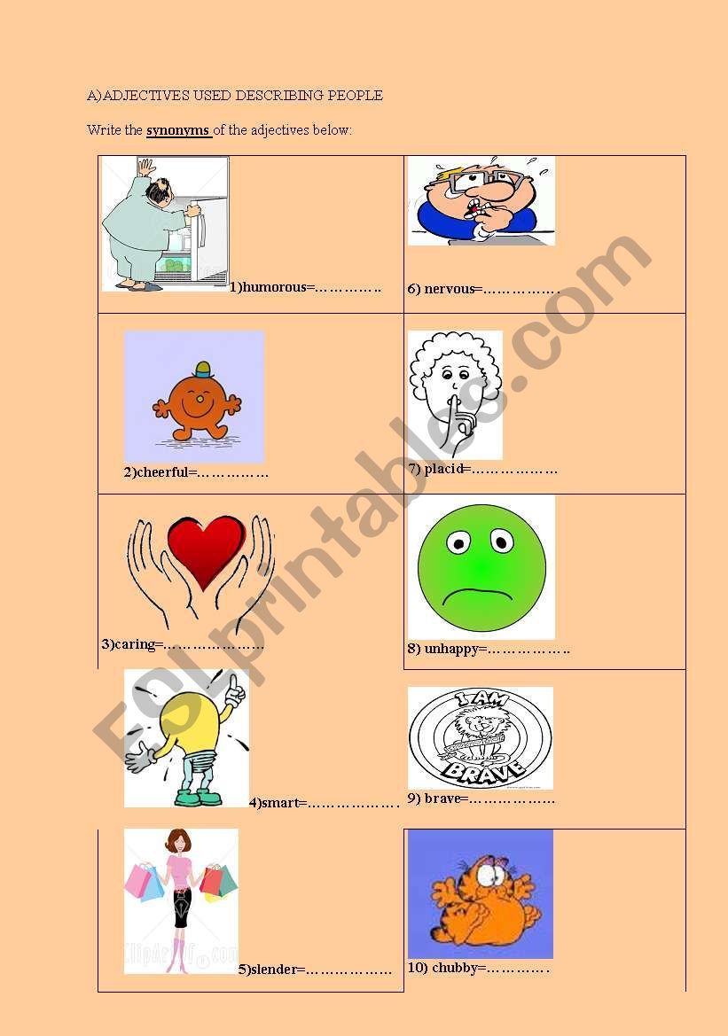 adjectives used for describing people