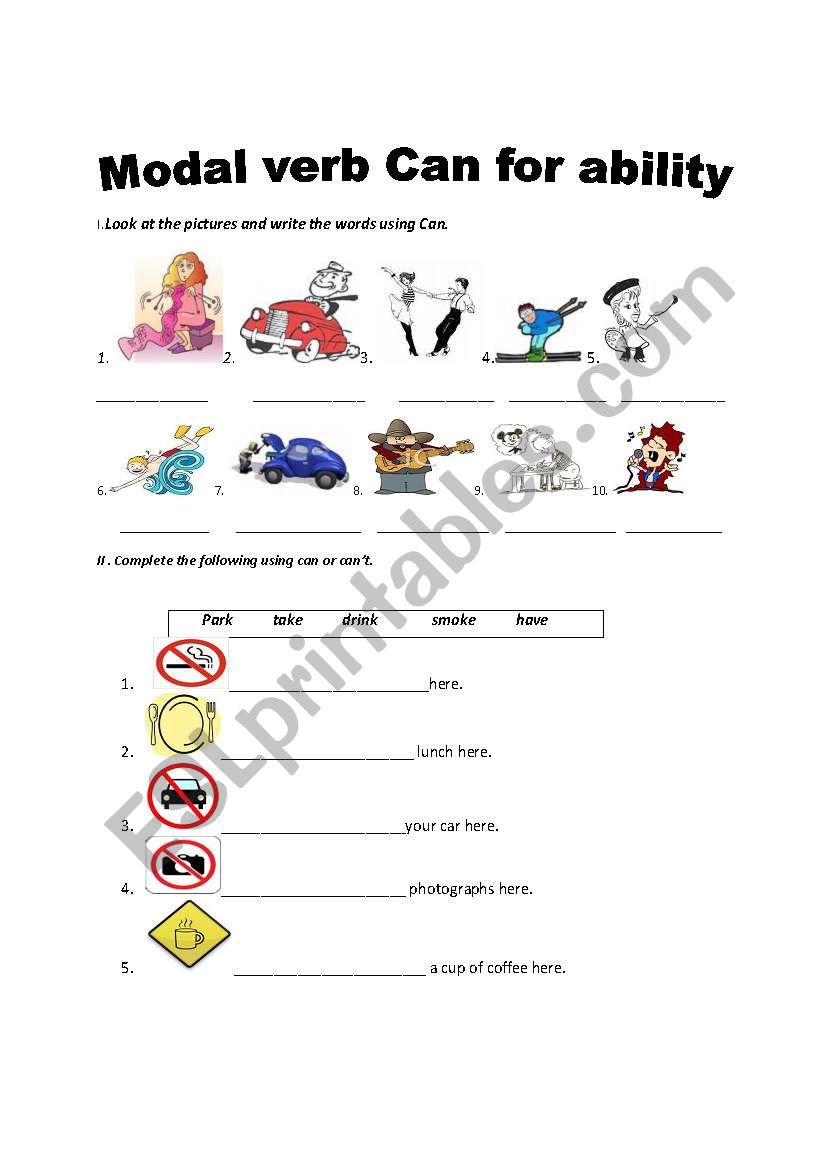 Modal verb can for ability worksheet