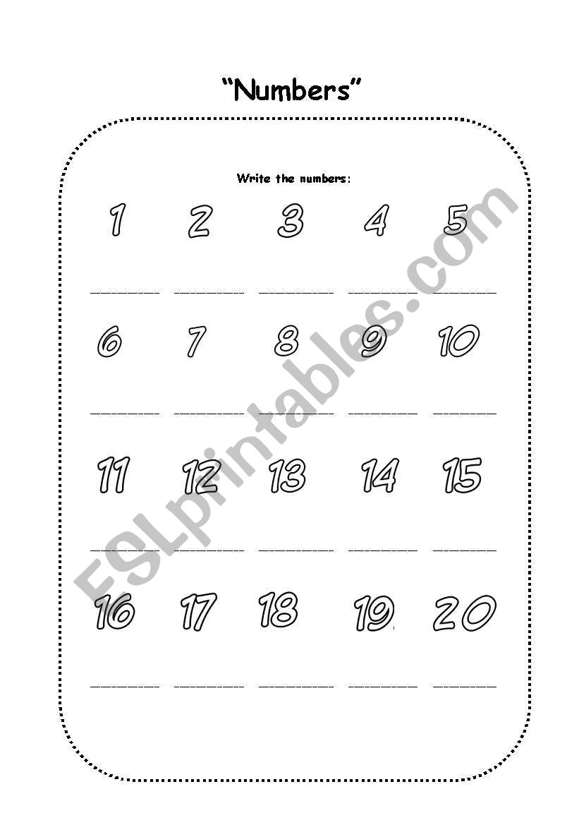 Numbers worksheet