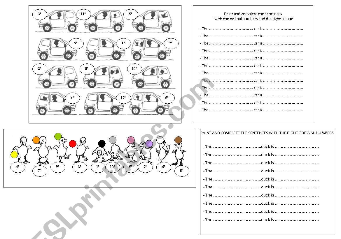 Ordinals numbers worksheet