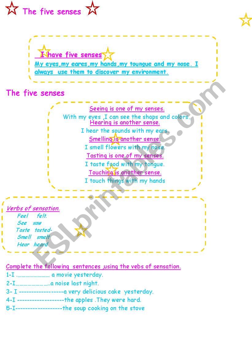 The five senses worksheet