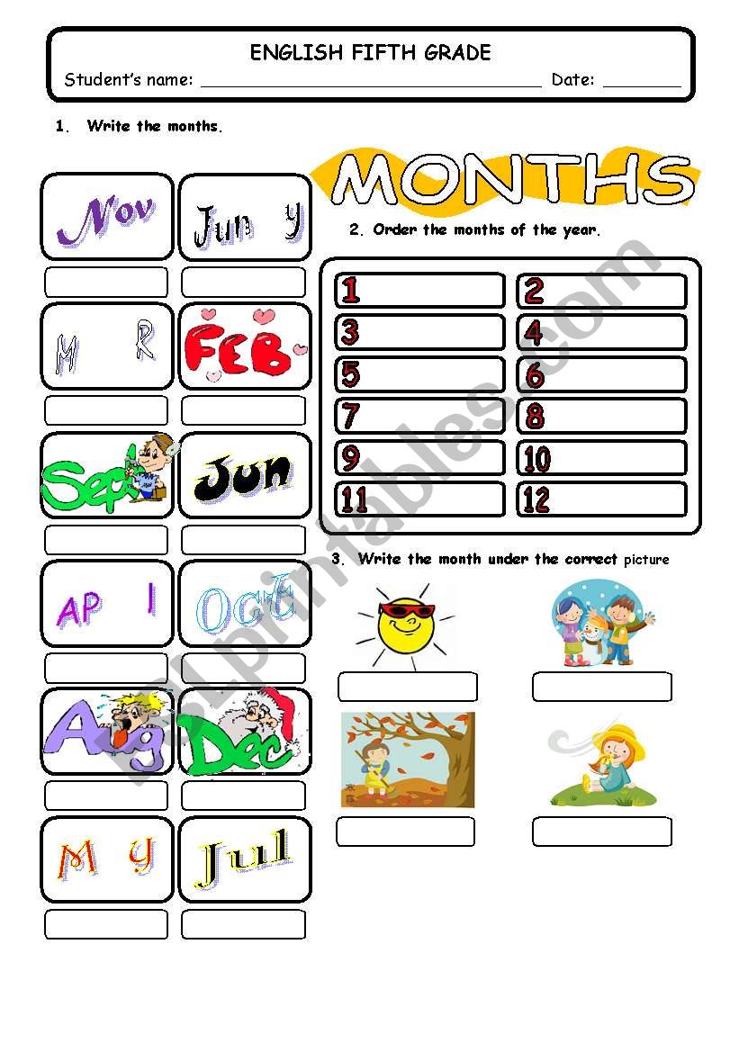 MONTHS OF THE YEAR worksheet