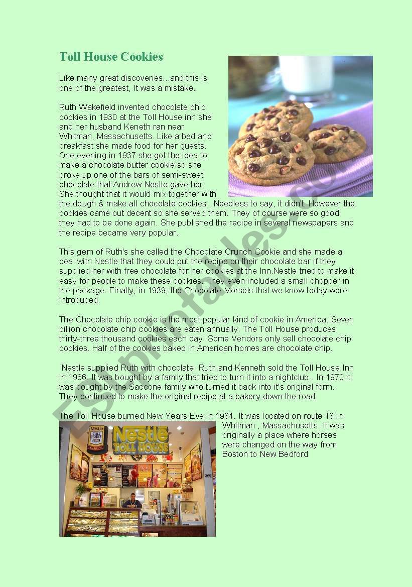 Story of Toll House Cookies part 1