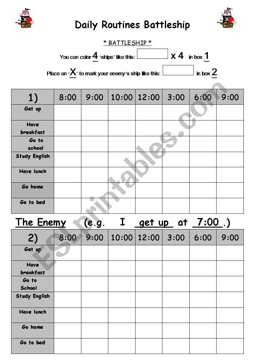 Daily Routines Battleship Game