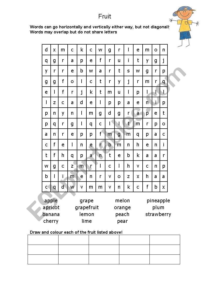 FRUIT WORDSEARCH worksheet