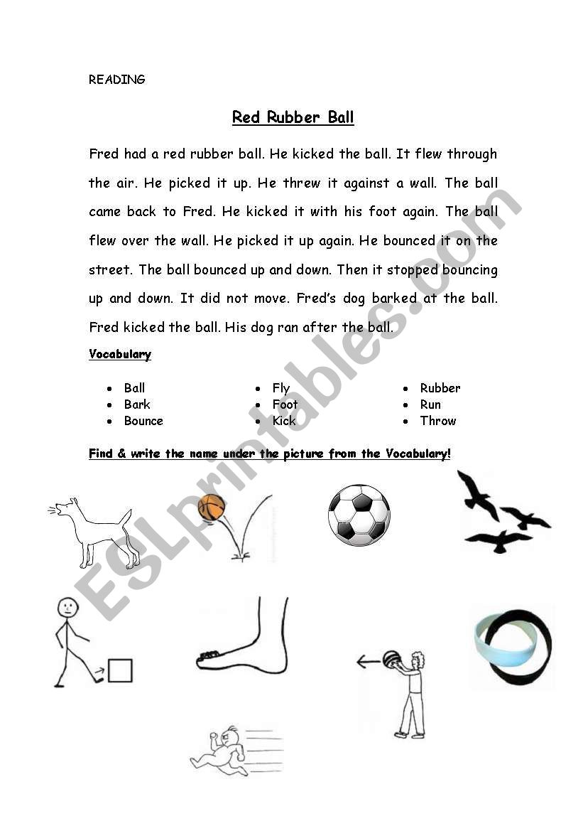 Easy Reading and Vocabulary worksheet