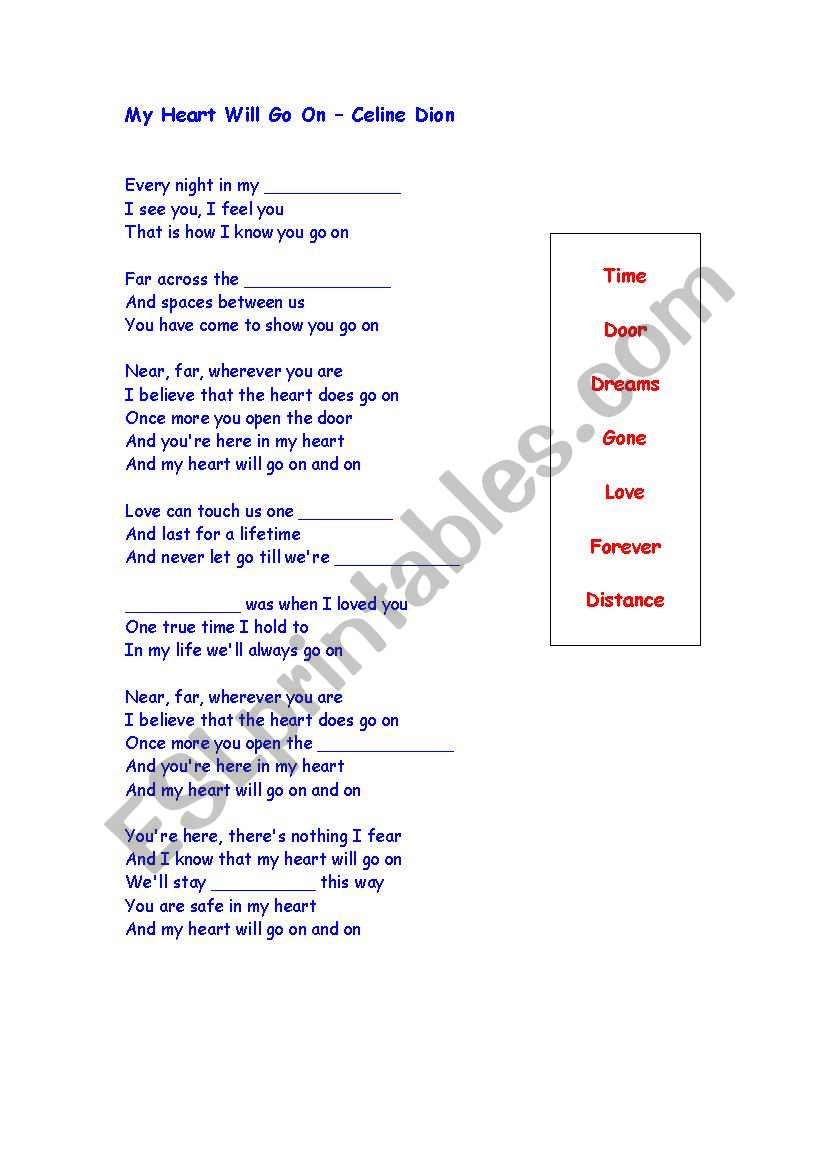 english-worksheets-my-heart-will-go-on-lyrics-worksheet
