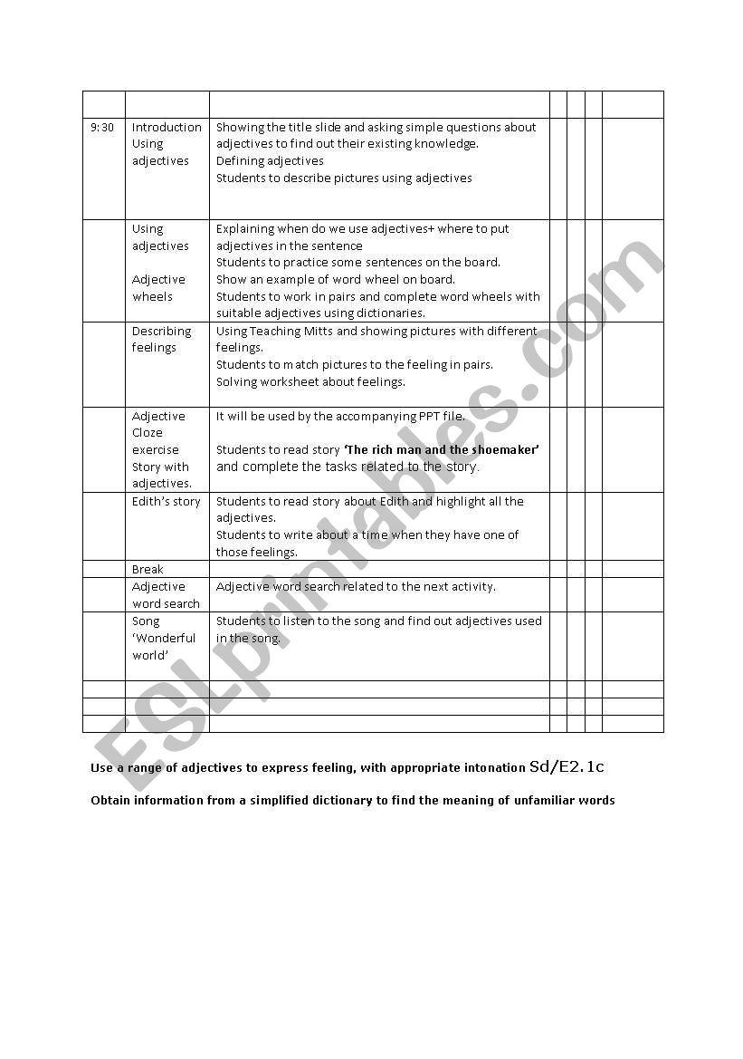 Adjectives worksheet