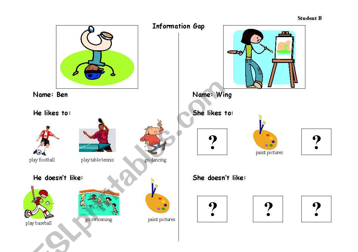 Hobbies Information Gap - Part B