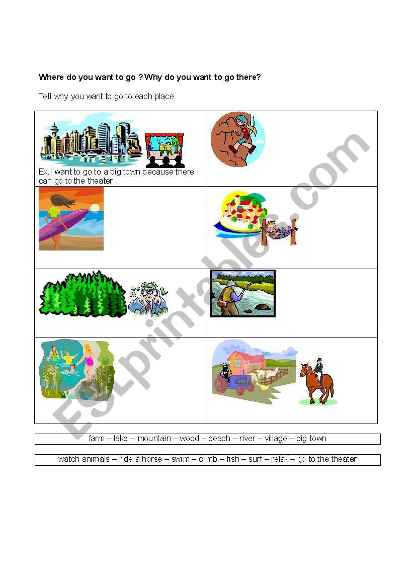 Where do you want to go? worksheet