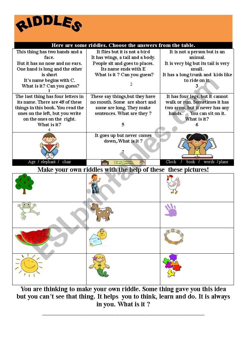 RIDDLES worksheet