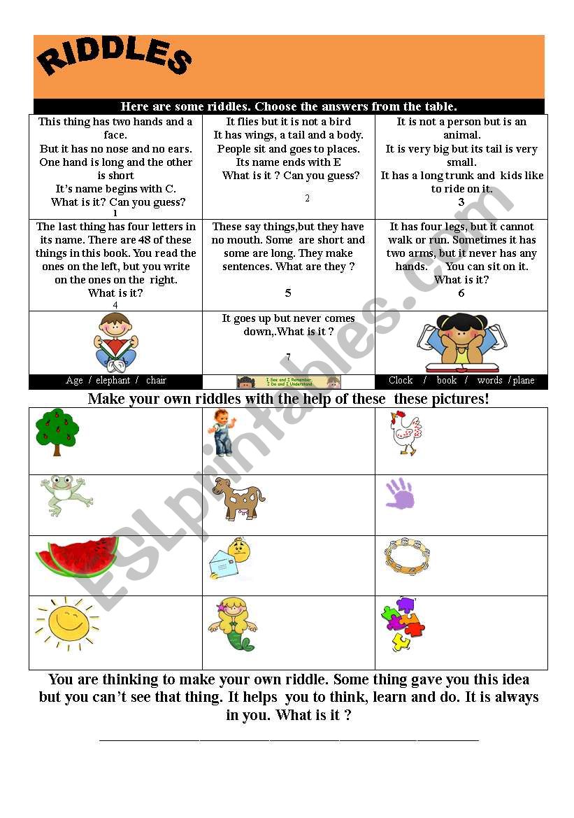 RIDDLES worksheet