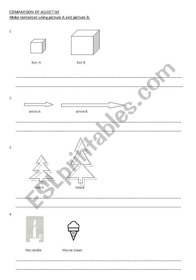 COMPARISON OF ADJECTIVE worksheet