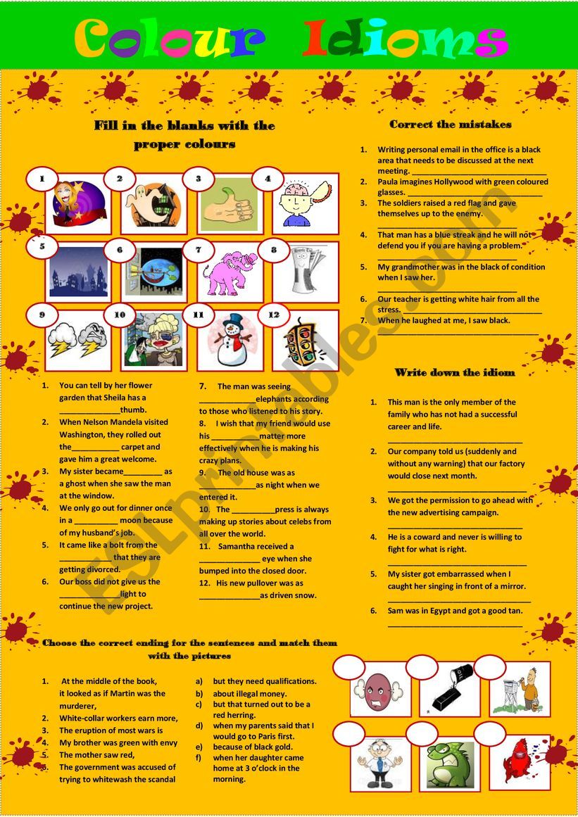 Colour Idioms worksheet