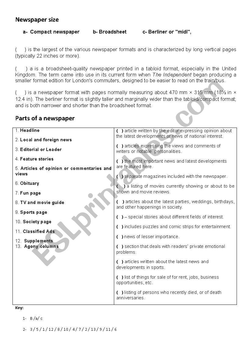 Media worksheet