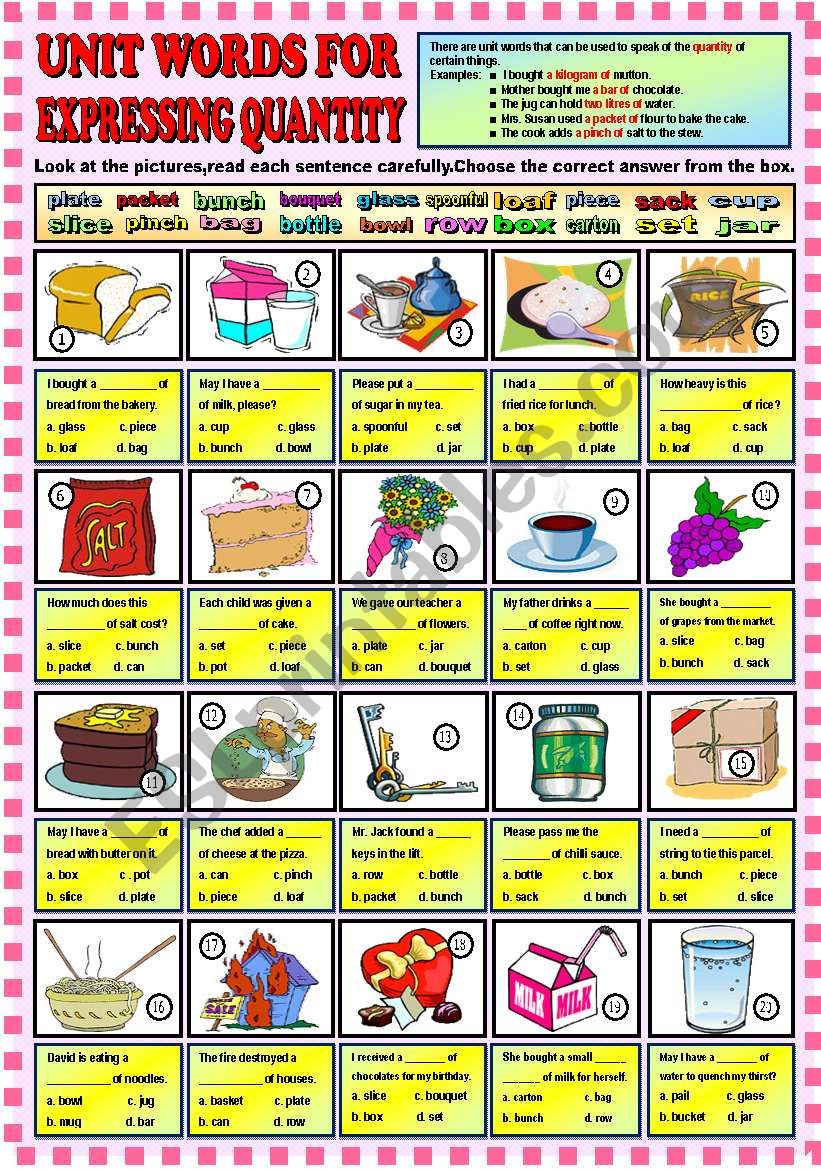 Unit words for expressing quantity + KEY