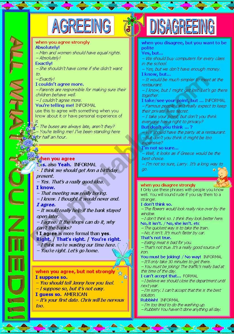 AGREEING  - DISAGREEING worksheet