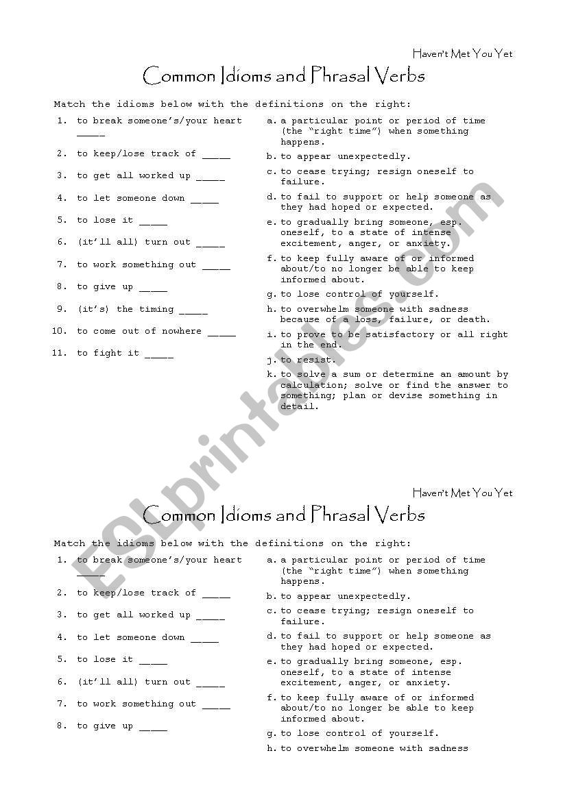 Haven´t Met You Yet - ESL worksheet by dennypackard