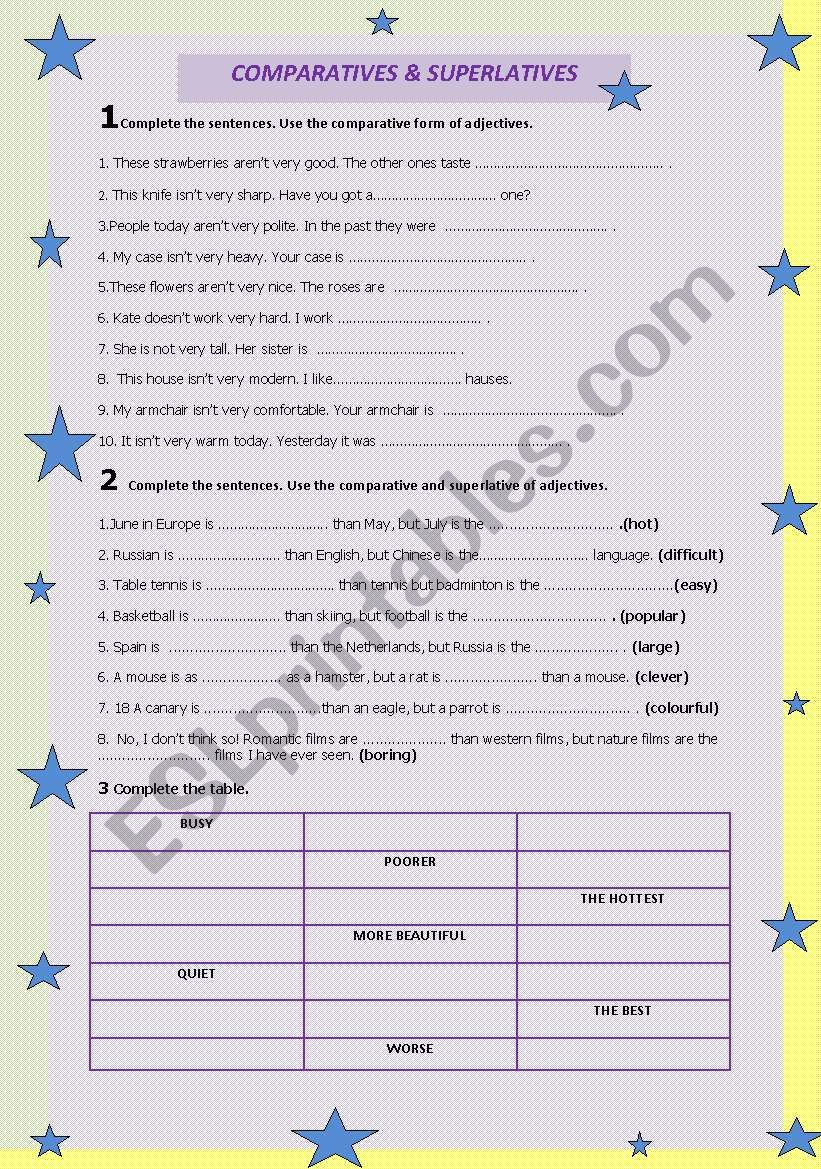 ADJECTIVES-  COMPARISONS worksheet