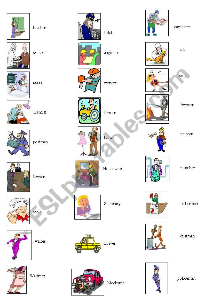 jobs with pictures worksheet