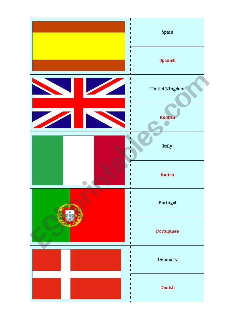 European flags worksheet