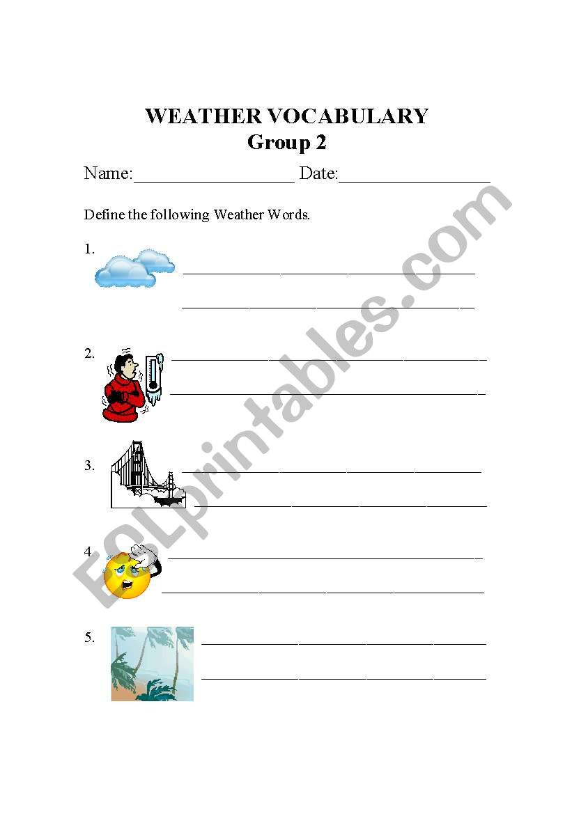 Weather Vocabulary worksheet