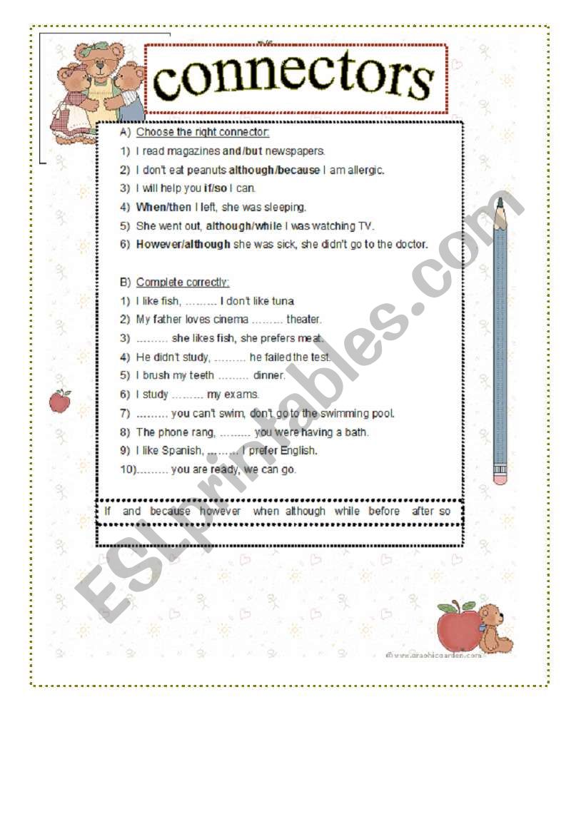 connectors worksheet