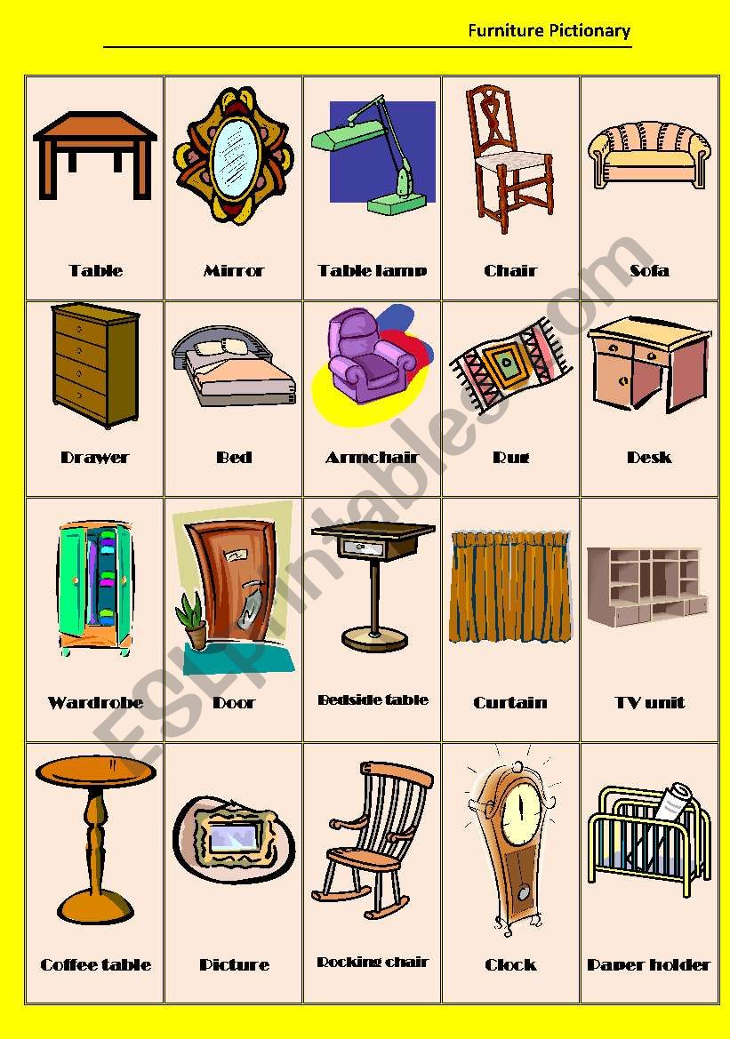 Furniture Pictionary worksheet