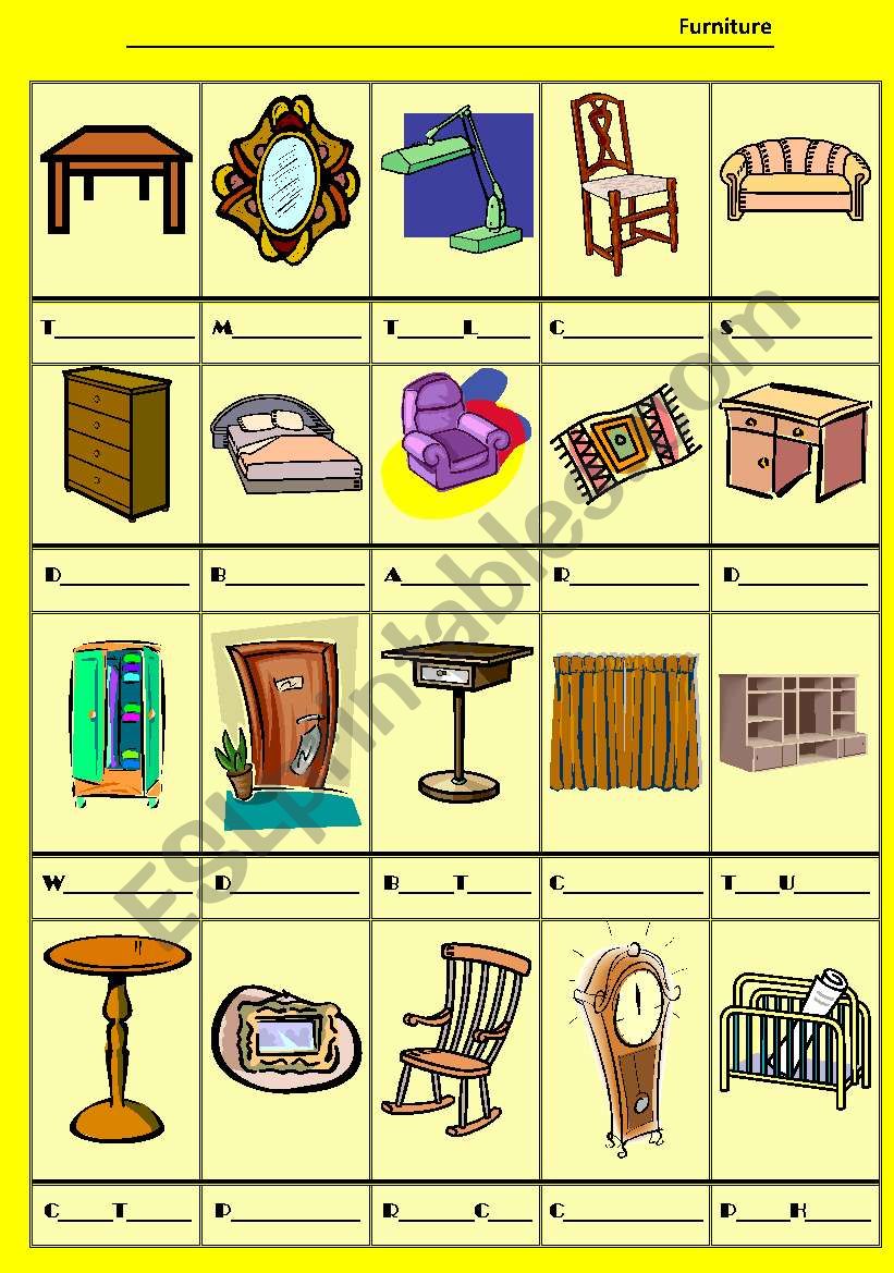 Furniture Vocabulary worksheet